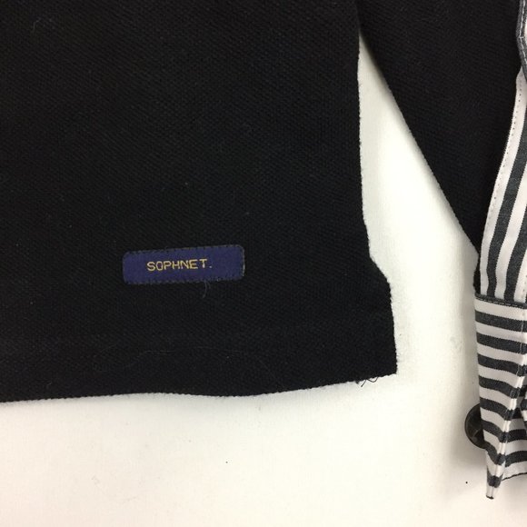 SOPHNET. Japan Striped Cuffs Henley Button Slit Hem Long Sleeve Shirt - Picture 8 of 10